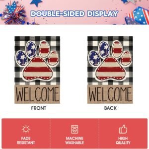 AVOIN Colorlife American Flag Paw Print Patriotic 4th of July Garden Flag 12x18 Inch